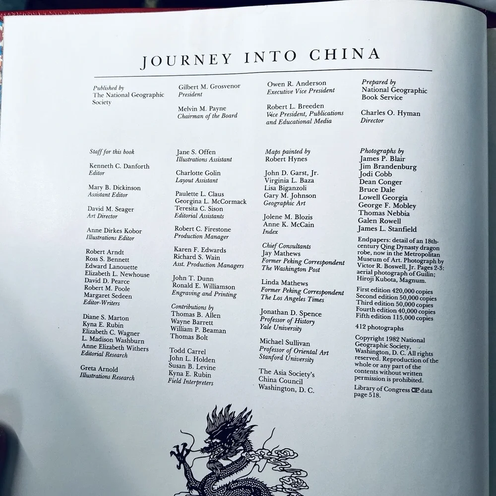 National Geographic Journey Into China 1982 Hardcover Dragon Cover Book